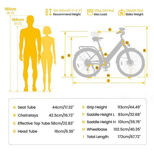 Finbike Ucity Trekking Electric Bike 36V 10.4Ah 88km Range