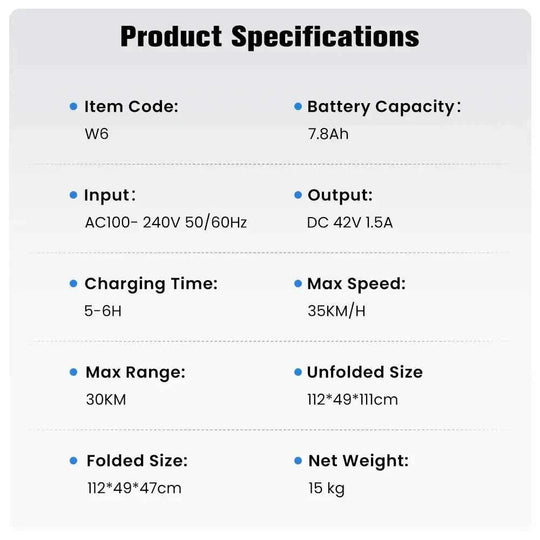 Finbike W6 Commuter Electric Scooter 500W Motor 36V 7.8Ah Battery