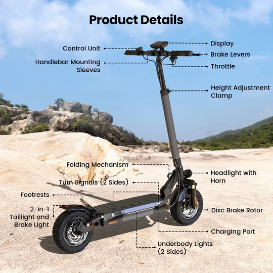 Finbike W9 Electric Scooter 48V 1000W Motor 10" Off-Road Tires