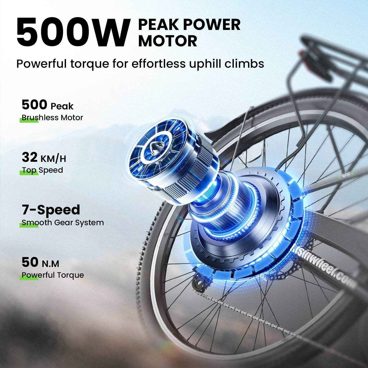 Finbike U2 Step-Thru Electric Bike 36V 13Ah Battery 75km Range