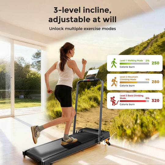 Jagjog JT52 2-in-1 Folding Treadmill with Bluetooth App & 3-Level Incline