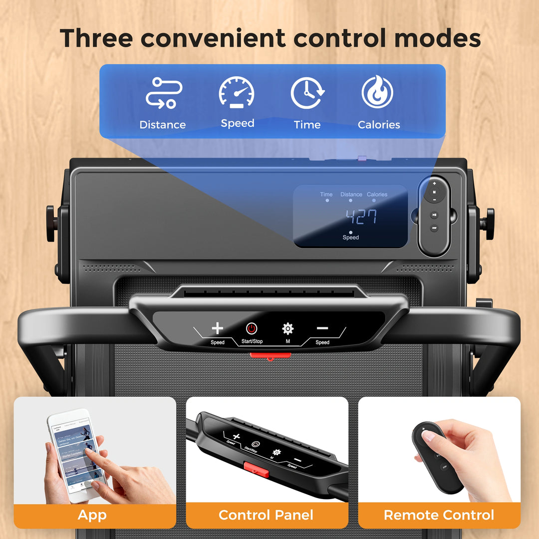 Jagjog JT52 2-in-1 Folding Treadmill with Bluetooth App & 3-Level Incline