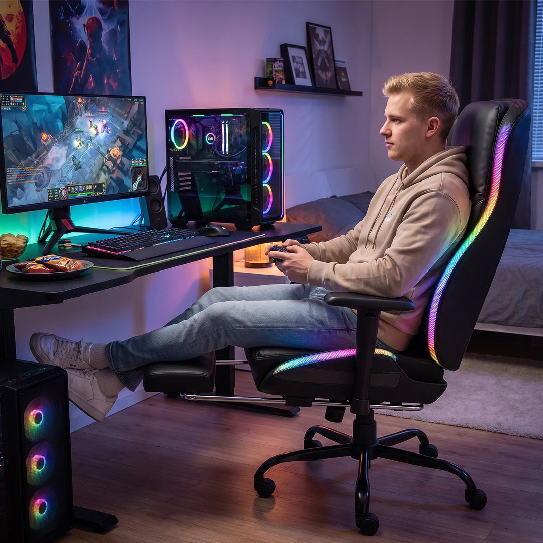 Gaming Chair with Adjustable Backrest, 3D Armrests & Ergonomic Lumbar Support