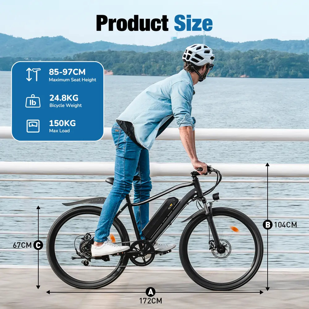 Finbike EB3 Hybrid Electric Bike 36V 10.4Ah Battery Up to 100km Range