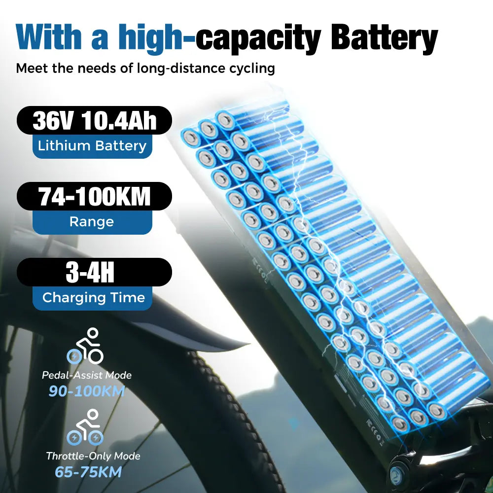 Finbike EB3 Hybrid Electric Bike 36V 10.4Ah Battery Up to 100km Range