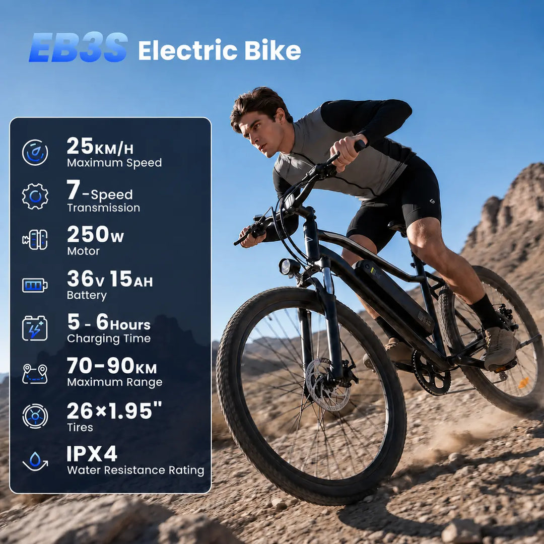 Finbike EB3 Hybrid Electric Bike 36V 10.4Ah Battery Up to 100km Range