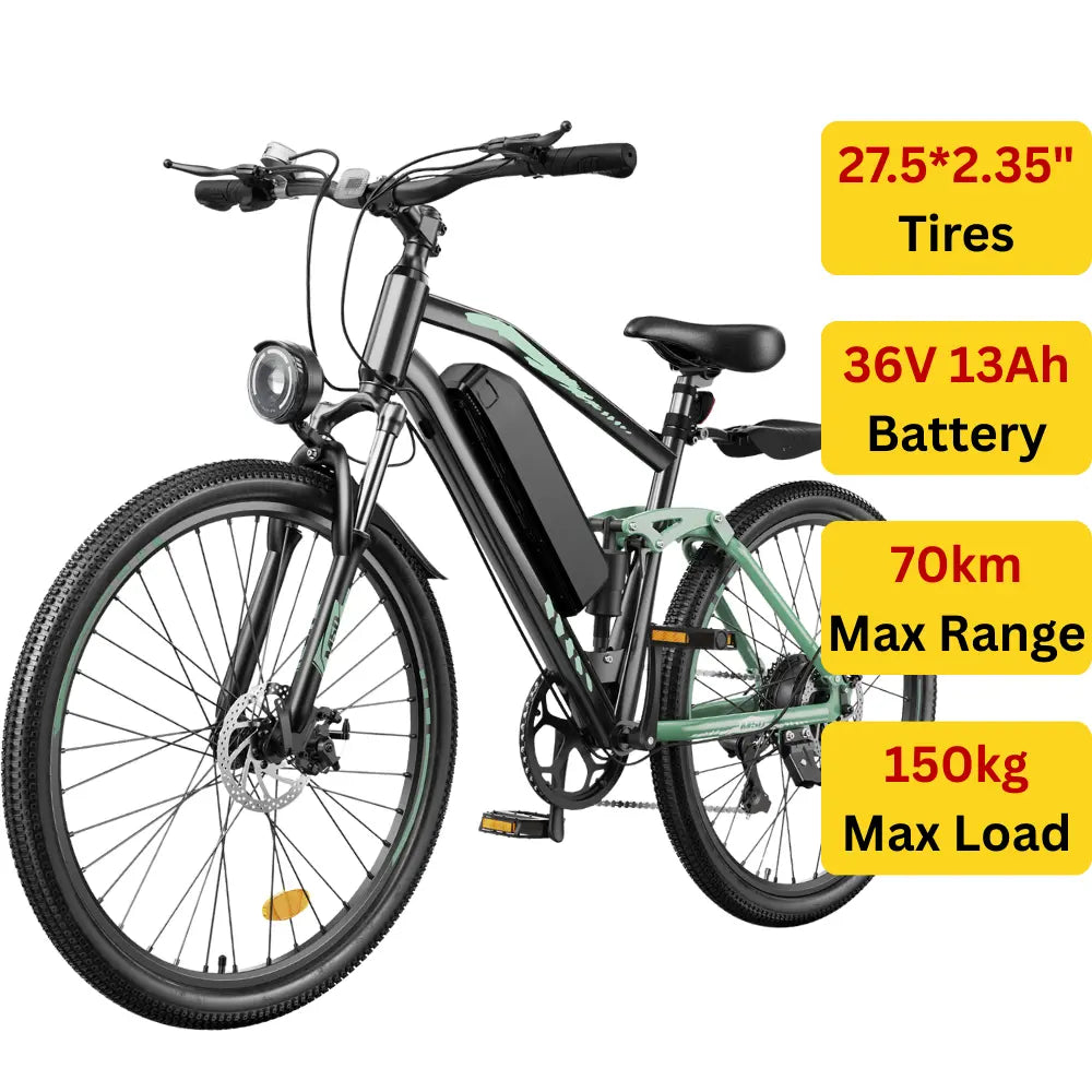 trekking e bike bis 150 kg Finbike M10 Mountain Electric Bike 250W Motor 96km Max Range – FinBike.com