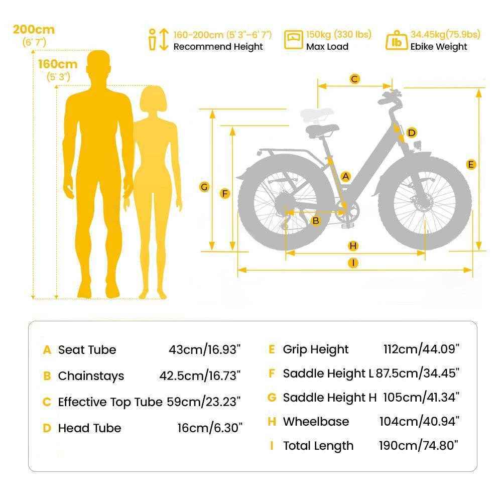 Fat Tire Electric Bike 250W – Finbike M60 Off-Road E-Bike –