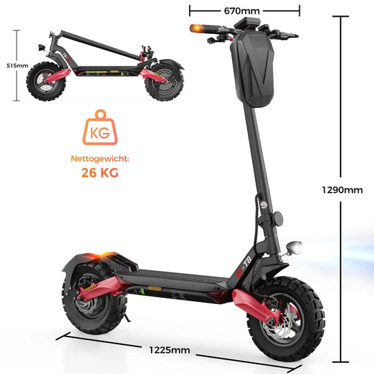 Finbike T8 Electric Scooter 48V 15Ah Battery 100km Range with ABE - FinBike.com