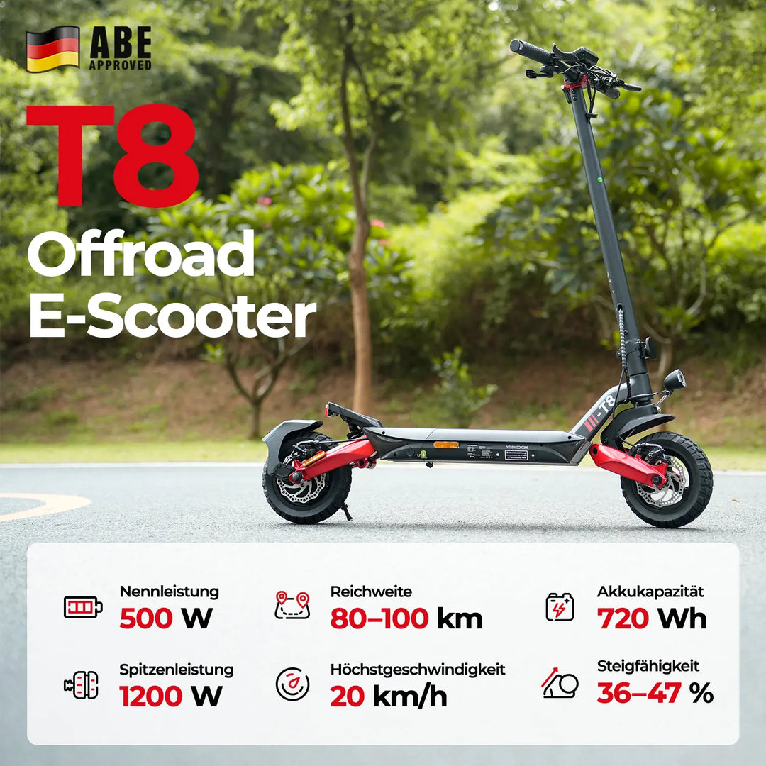 Finbike T8 Electric Scooter 48V 15Ah Battery 100km Range with ABE - FinBike.com