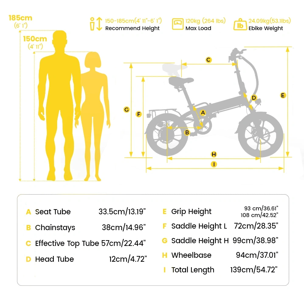 Finbike U3 Folding Electric Bike 250W Motor 55km Max Range 2-3h Charge