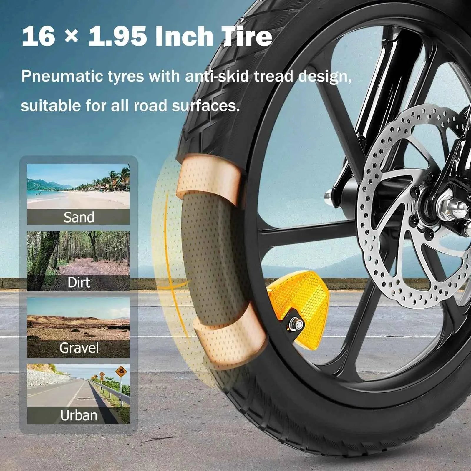 Finbike U3 Folding Electric Bike 250W 55km Range 2-3h Charge