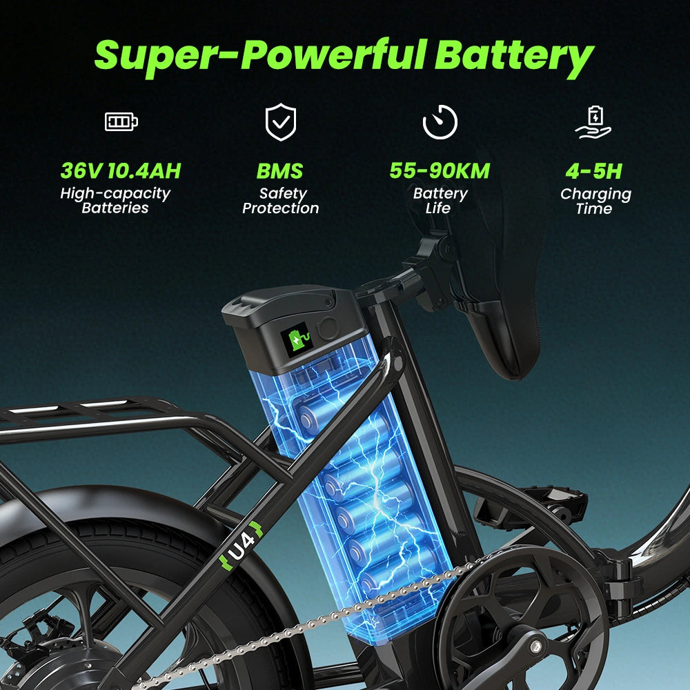 Finbike U4 Commuter Electric Bike 36V 10.4Ah Battery 88km Range