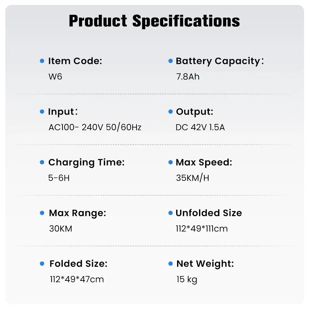 Finbike W6 Commuter Electric Scooter 500W Motor 36V 7.8Ah Battery