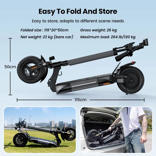 Finbike W9 Electric Scooter 48V 1000W Motor 10" Off-Road Tires