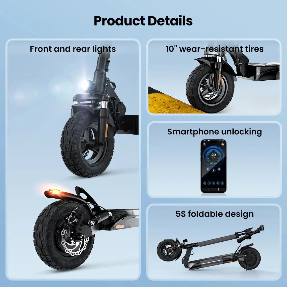 Finbike W9 Electric Scooter 48V 1000W Motor 10" Off-Road Tires