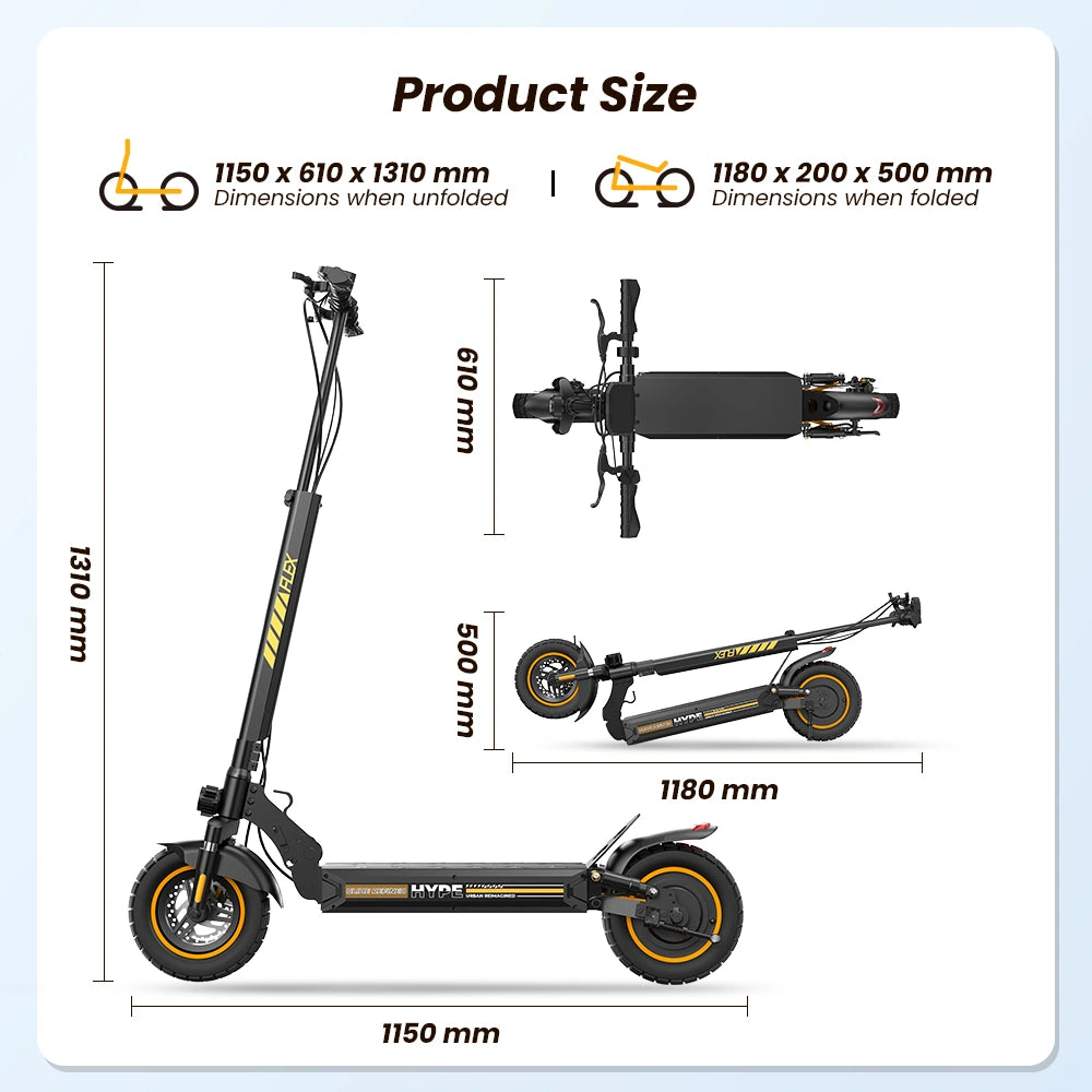 Finbike W9Air elektrisk scooter 40 km rækkevidde 10" terrændæk