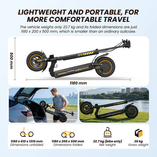 Finbike W9Air elektrisk scooter 40 km rækkevidde 10" terrændæk