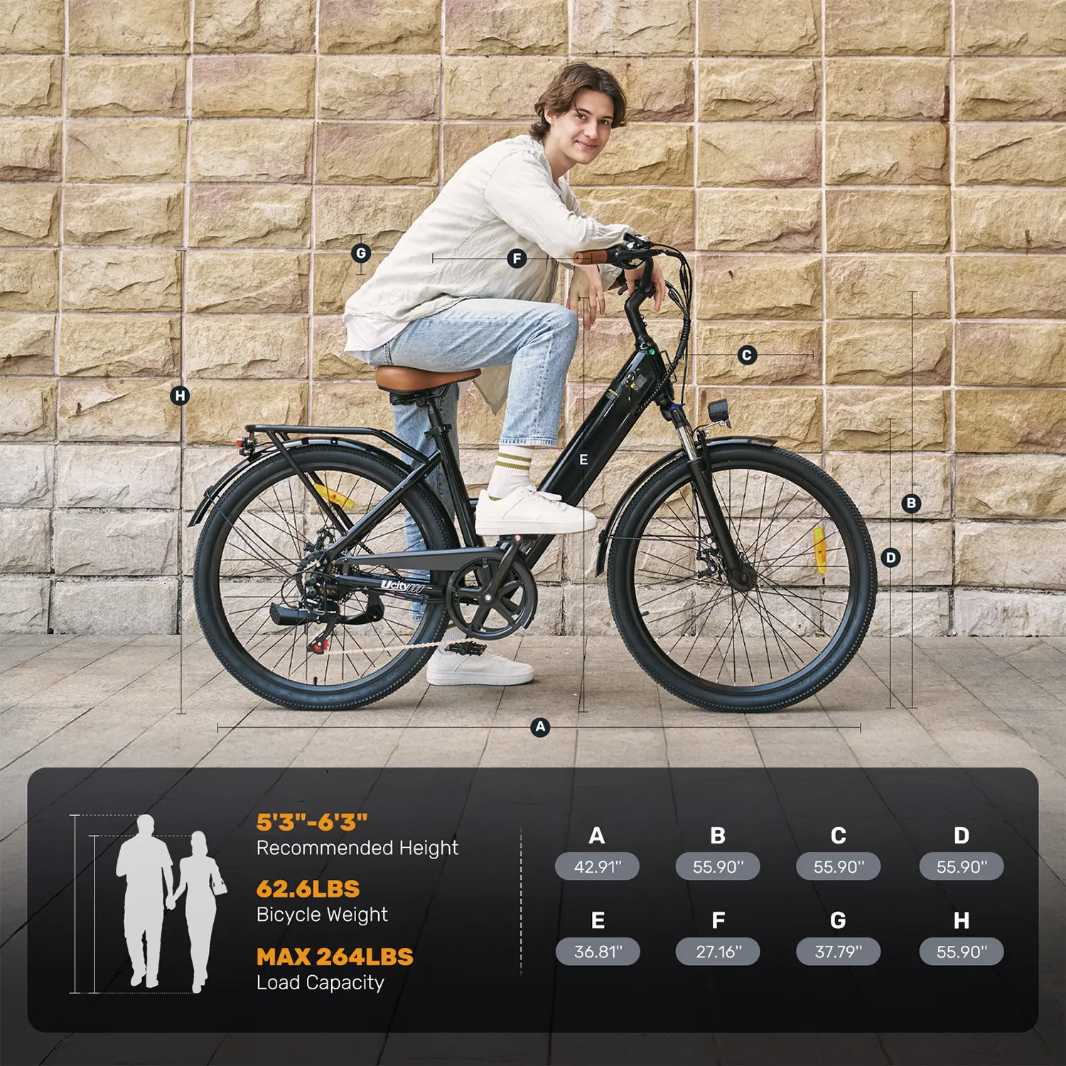 Finbike Ucity Trekking Electric Bike 36V 10.4Ah 88km Range