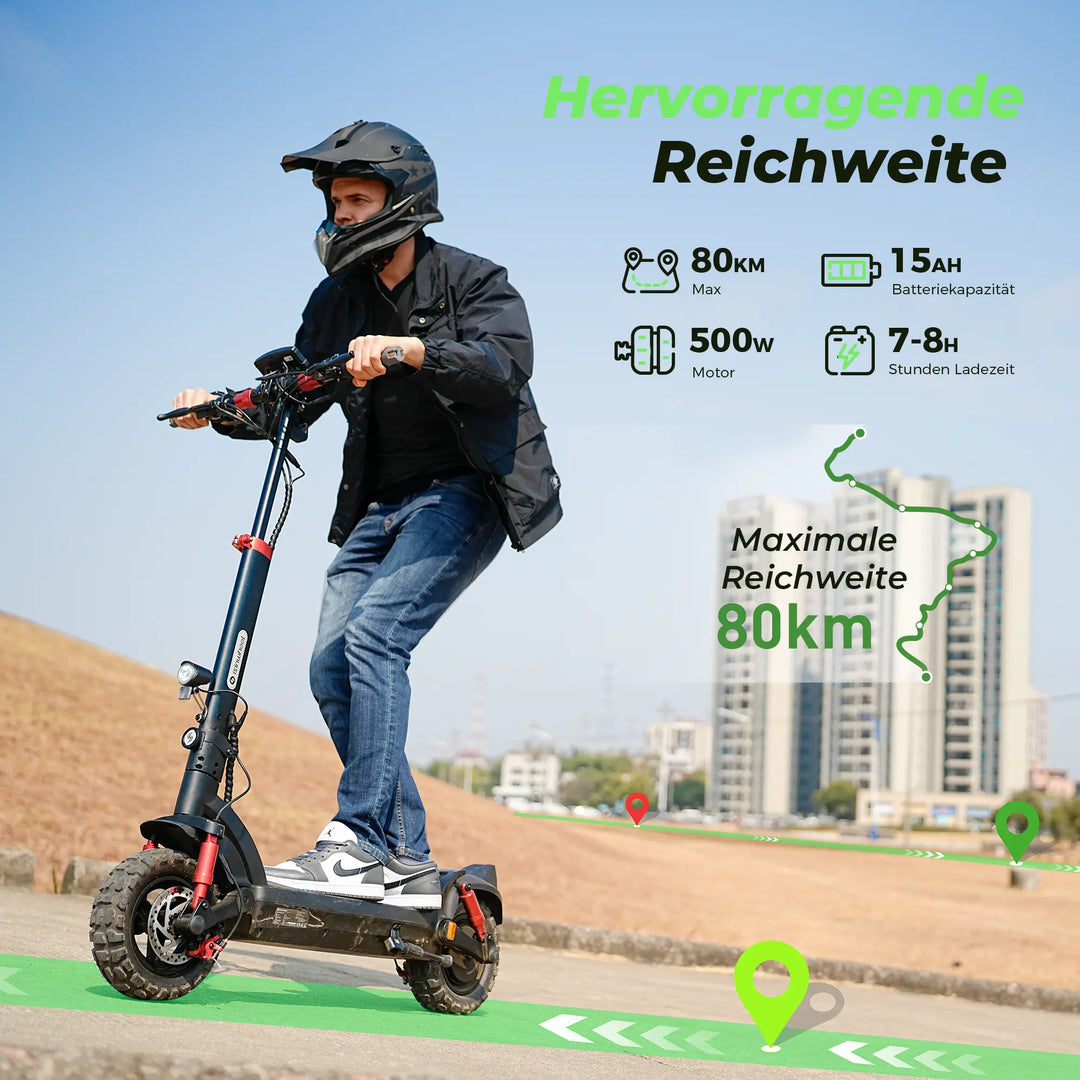 isinwheel GT2 E-Scooter mit ABE, 20 km/h, bis zu 80 km Reichweite, Straßenzugelassen