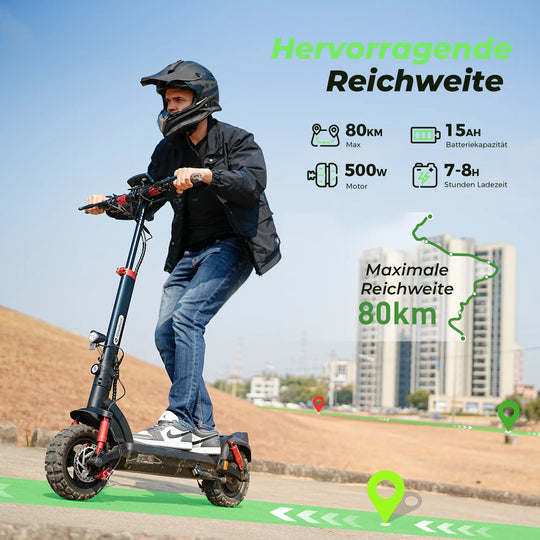 isinwheel GT2 E-Scooter mit ABE, 20 km/h, bis zu 80 km Reichweite, Straßenzugelassen