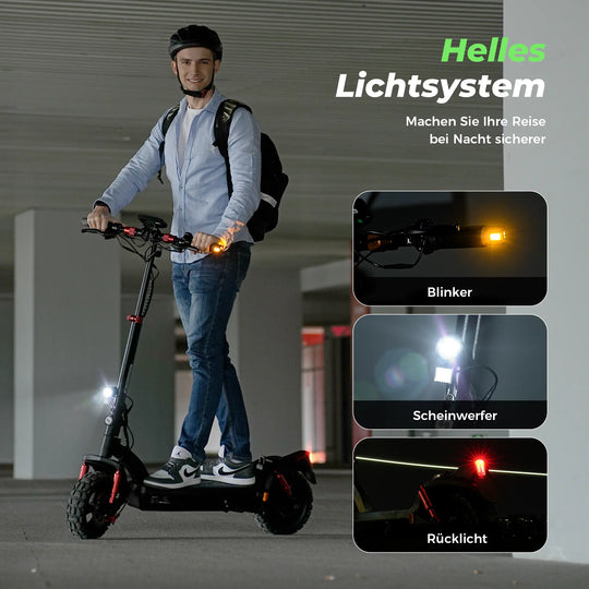 isinwheel GT2 E-Scooter mit ABE, 20 km/h, bis zu 80 km Reichweite, Straßenzugelassen