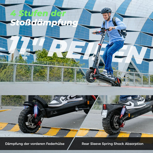 isinwheel GT2 E-Scooter mit ABE, 20 km/h, bis zu 80 km Reichweite, Straßenzugelassen