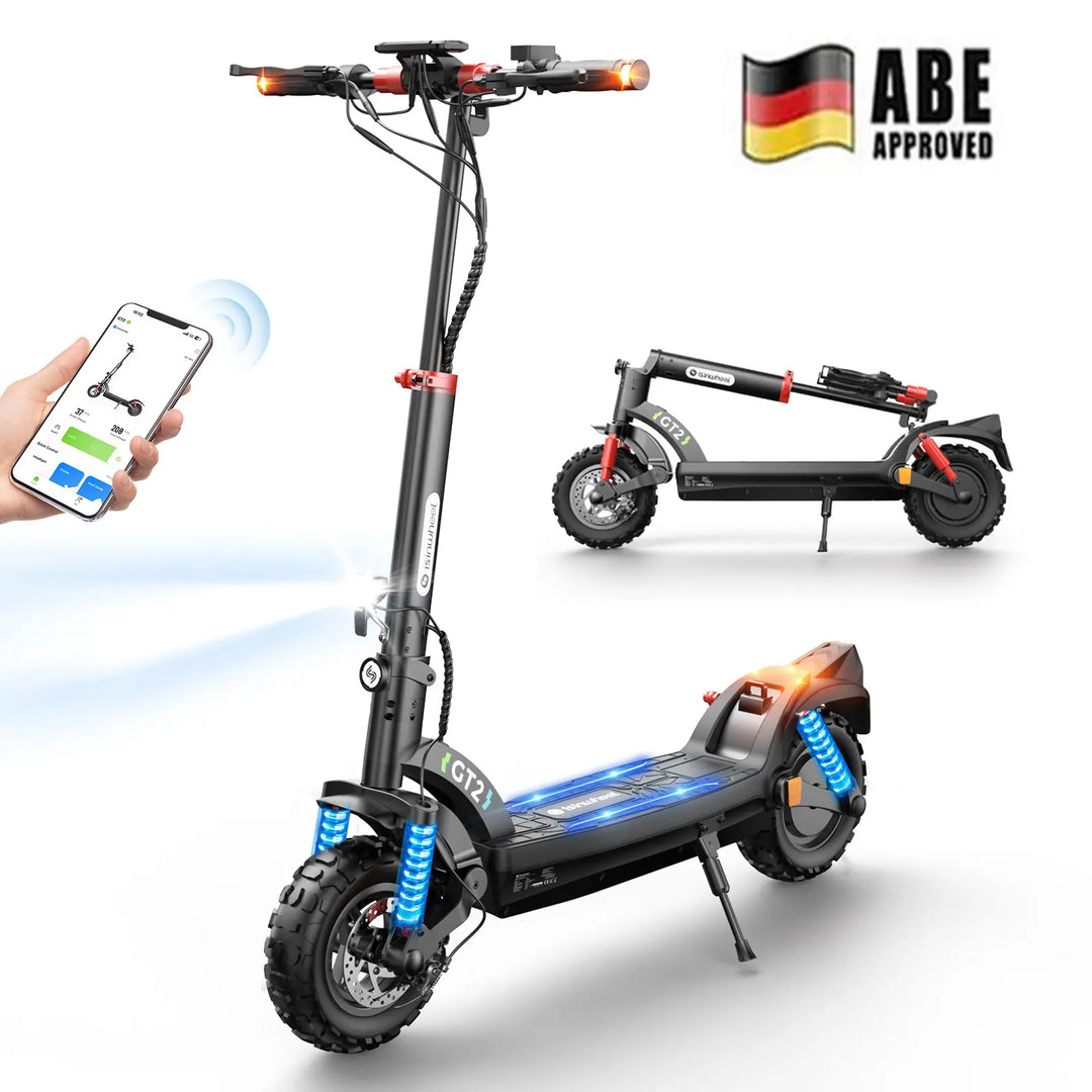 isinwheel GT2 E-Scooter mit ABE, 20 km/h, bis zu 80 km Reichweite, Straßenzugelassen