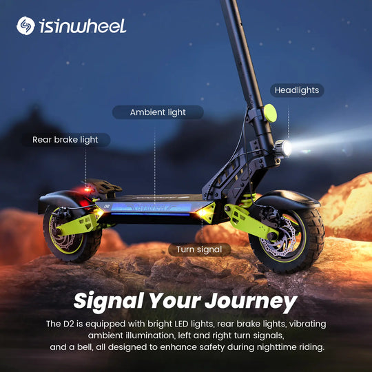isinwheel D2 Elektroroller mit 1000-W-Motor, 48 V, 15,6 Ah und 55 km Reichweite