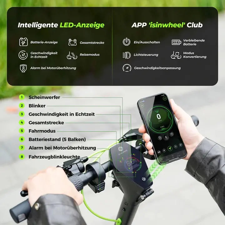 Trottinette électrique isinwheel S10Plus avec certification ABE Batterie 36V 15Ah